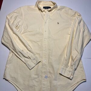 Ralph Lauren Mens Button Down Shirt Size 16-36/Yellow-Striped/Classic Fit